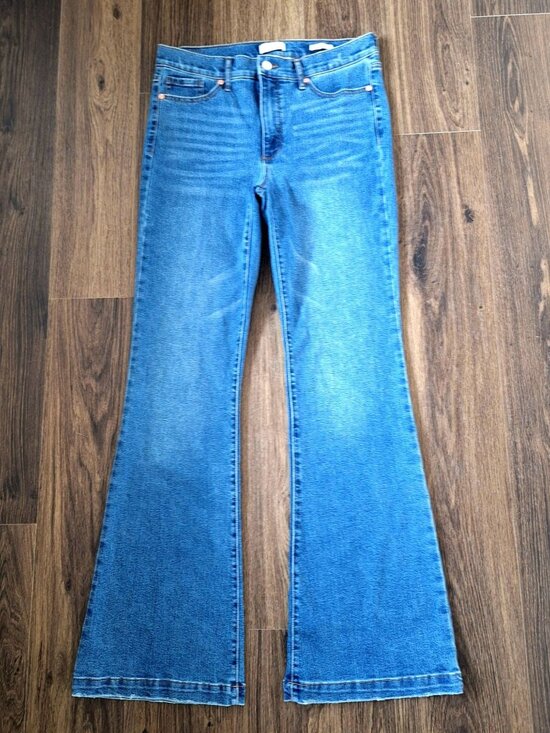 💙 Sofia Vergara Melissa Flare High Rise Denim Jeans Size 10 Flattering Stretch - Picture 7 of 7
